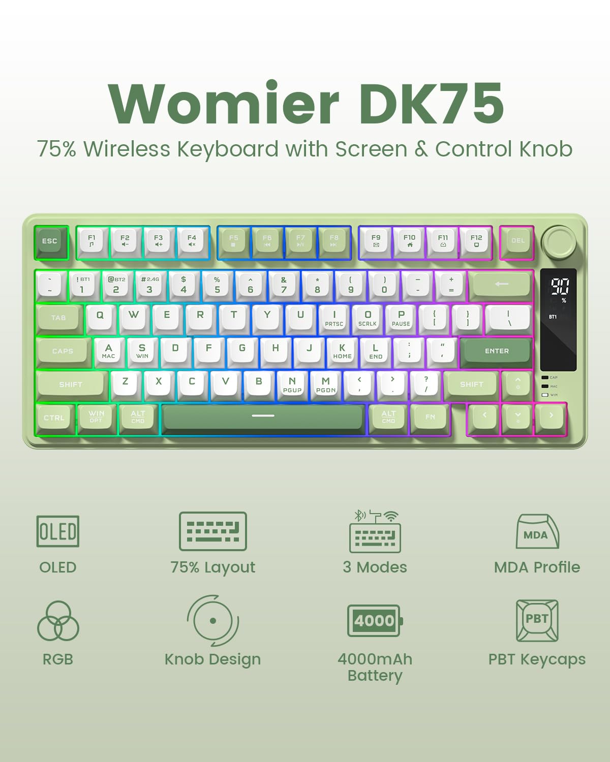 Amazon.co.jp: Womier S-K71 Gaming Keyboard, 75% Keyboard, Aluminum